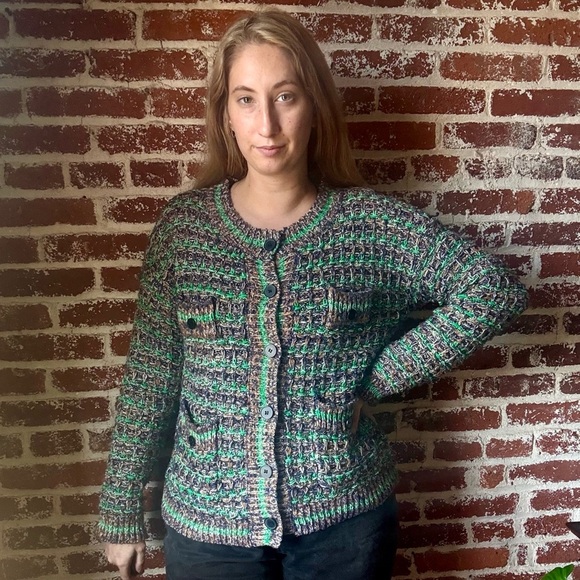 Sleepat11 funky multi color cardigan with functional buttons - Picture 2 of 10